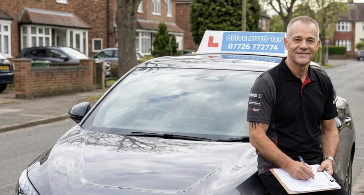 Chris, DVSA approved instructor, with his electric automatic teaching car in Harrogate